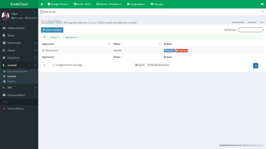 EcoleCloud : Scolarité